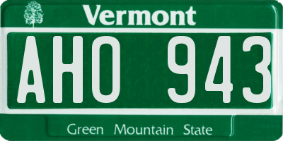 VT license plate AHO943