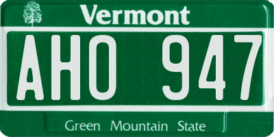 VT license plate AHO947