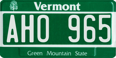 VT license plate AHO965