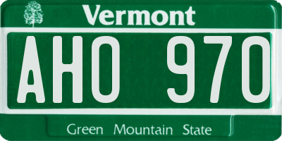 VT license plate AHO970