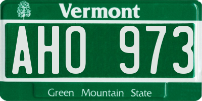VT license plate AHO973