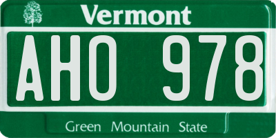 VT license plate AHO978