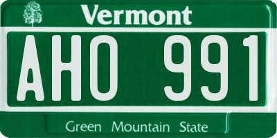 VT license plate AHO991
