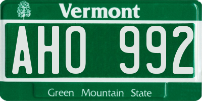 VT license plate AHO992