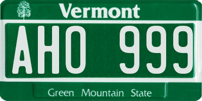 VT license plate AHO999