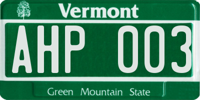 VT license plate AHP003