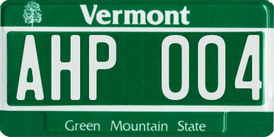 VT license plate AHP004
