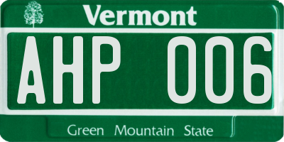 VT license plate AHP006