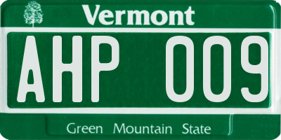 VT license plate AHP009
