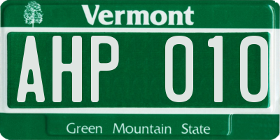 VT license plate AHP010