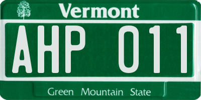 VT license plate AHP011