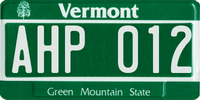 VT license plate AHP012