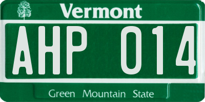 VT license plate AHP014