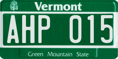 VT license plate AHP015