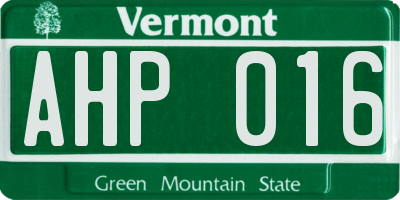 VT license plate AHP016