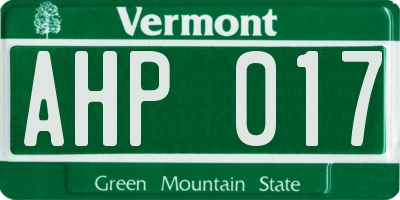 VT license plate AHP017