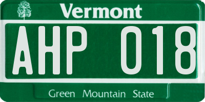 VT license plate AHP018