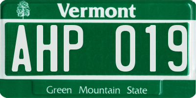 VT license plate AHP019