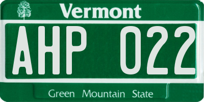 VT license plate AHP022