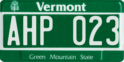 VT license plate AHP023