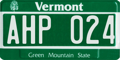 VT license plate AHP024
