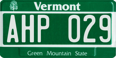 VT license plate AHP029
