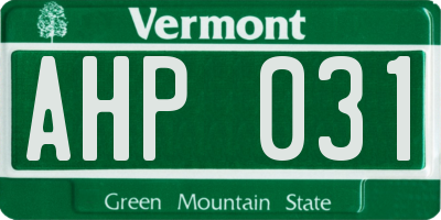 VT license plate AHP031