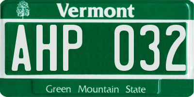 VT license plate AHP032