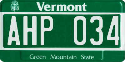 VT license plate AHP034