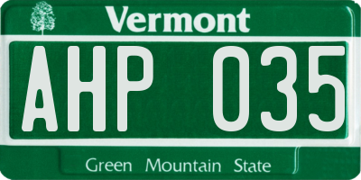 VT license plate AHP035