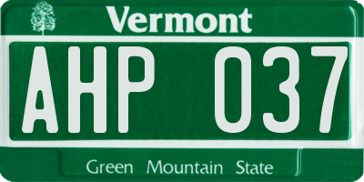 VT license plate AHP037
