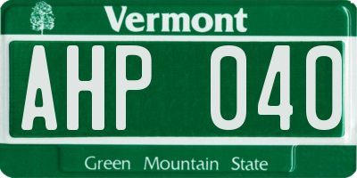 VT license plate AHP040