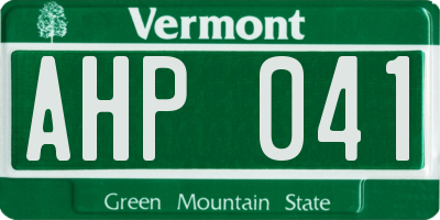VT license plate AHP041