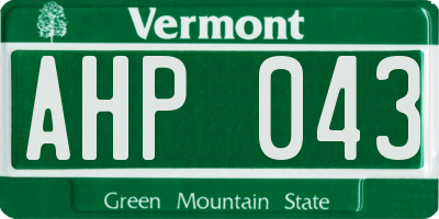 VT license plate AHP043