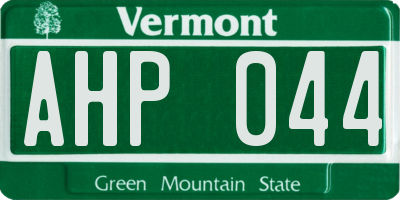 VT license plate AHP044