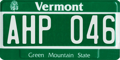 VT license plate AHP046