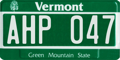 VT license plate AHP047