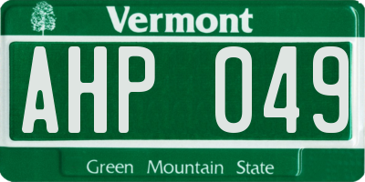 VT license plate AHP049