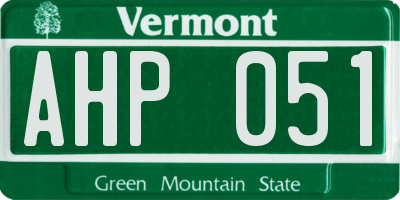 VT license plate AHP051