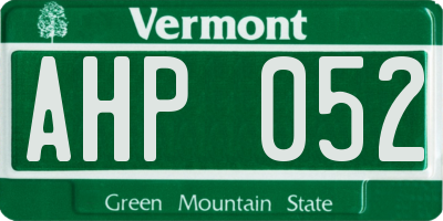 VT license plate AHP052