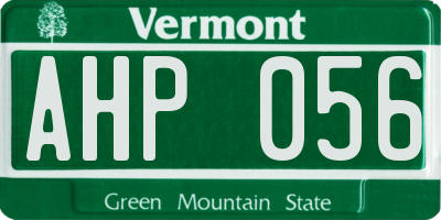 VT license plate AHP056