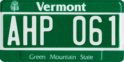 VT license plate AHP061