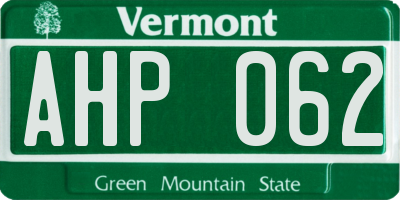 VT license plate AHP062