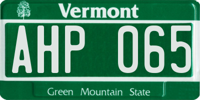 VT license plate AHP065