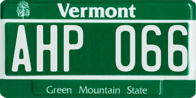 VT license plate AHP066