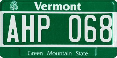 VT license plate AHP068