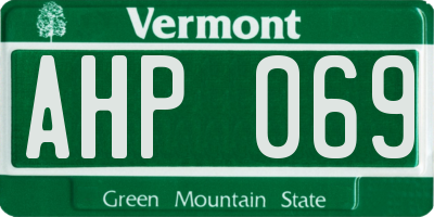 VT license plate AHP069