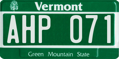 VT license plate AHP071