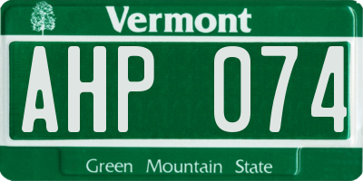 VT license plate AHP074