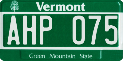 VT license plate AHP075